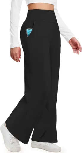 Aoliks Wide Leg Pants for Women High Waist with Pockets, Comfy Stretch Casual Yoga Work Lounge Sweatpants