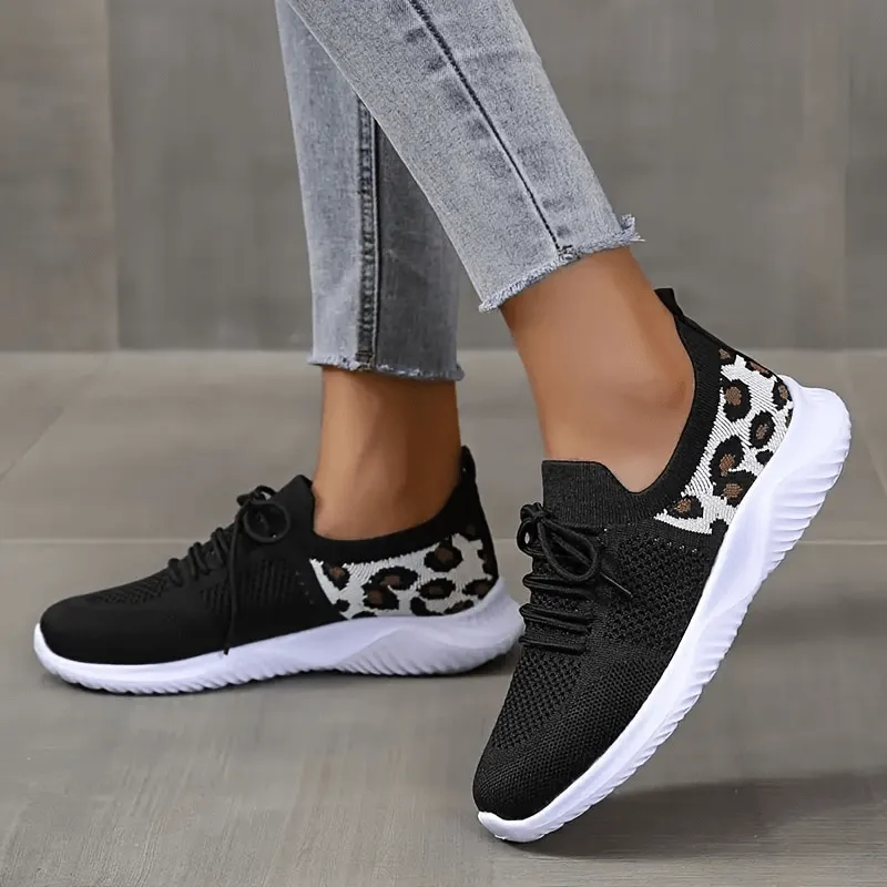 Breathable Mesh Leopard Print Soft Sole Sports Sneakers for Women - SF1422