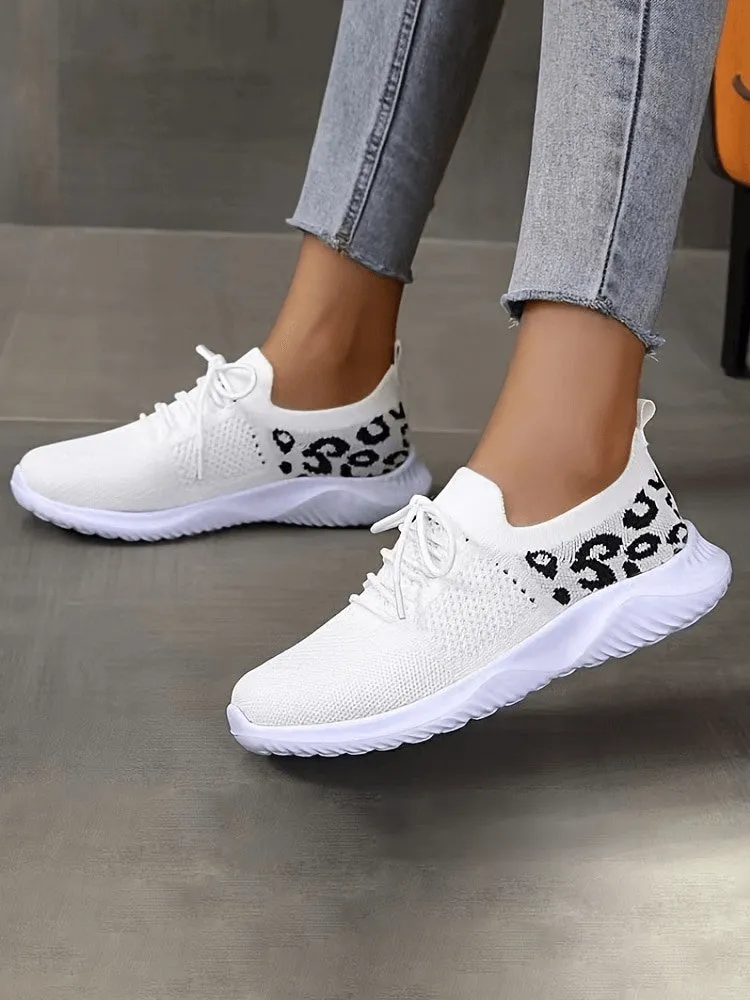 Breathable Mesh Leopard Print Soft Sole Sports Sneakers for Women - SF1422