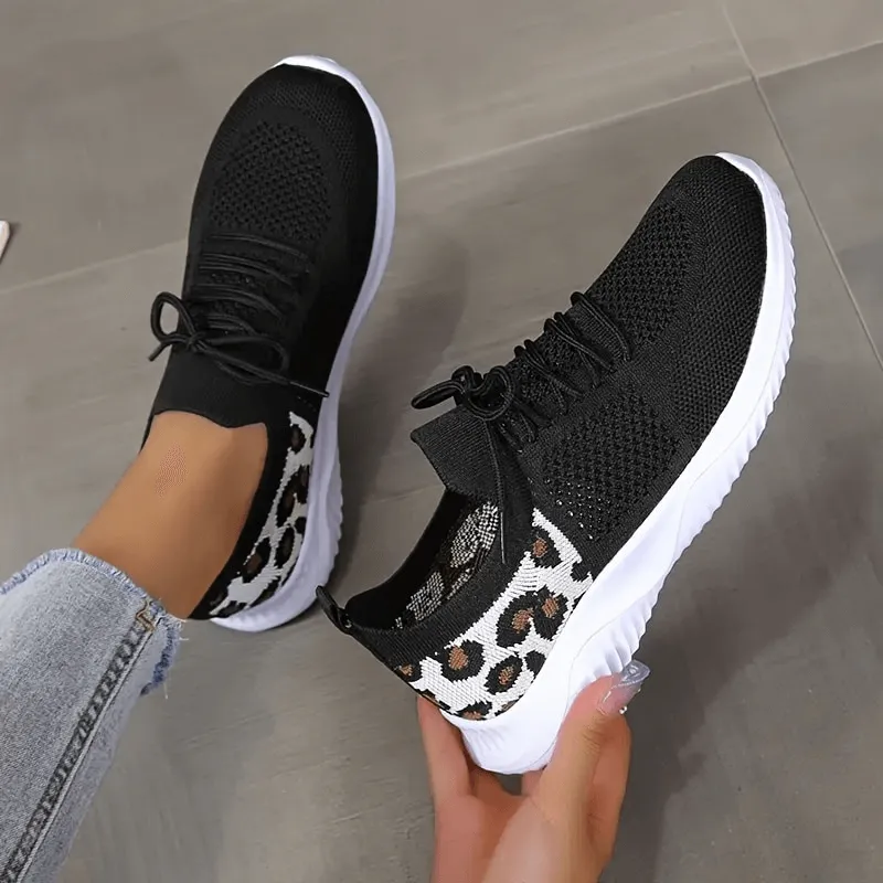 Breathable Mesh Leopard Print Soft Sole Sports Sneakers for Women - SF1422