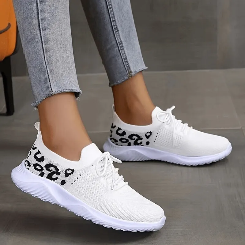 Breathable Mesh Leopard Print Soft Sole Sports Sneakers for Women - SF1422