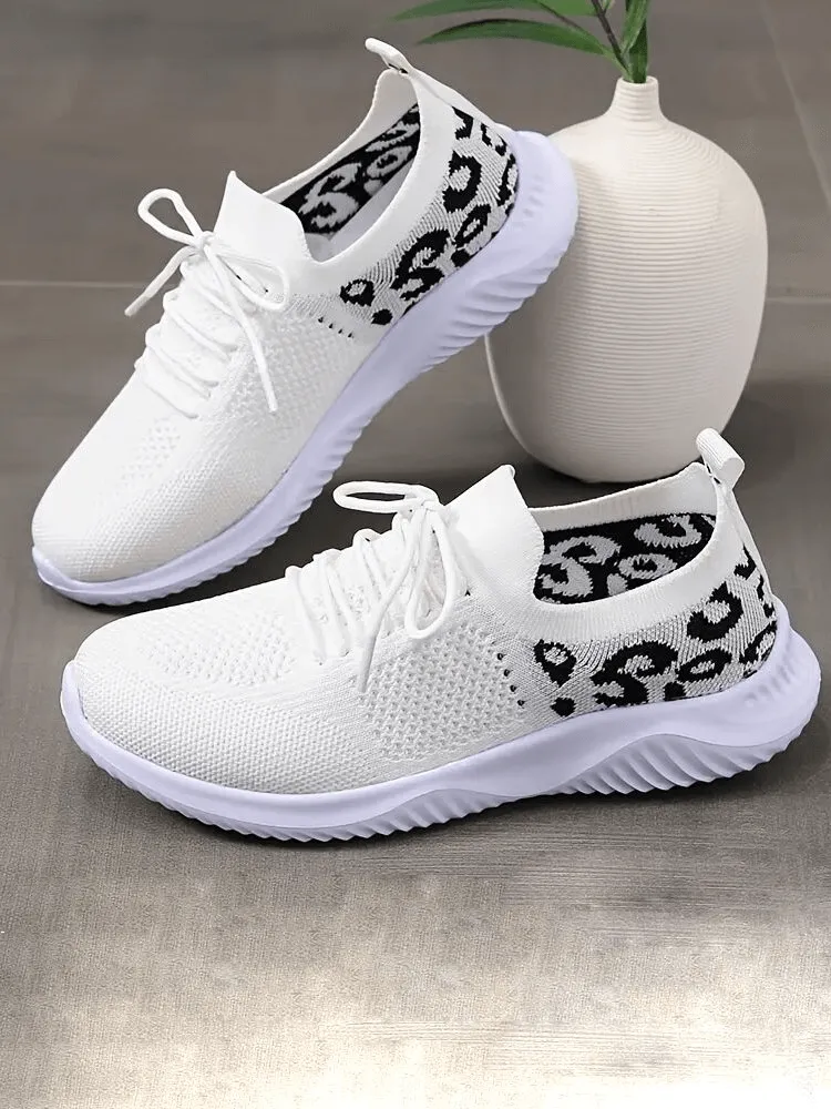 Breathable Mesh Leopard Print Soft Sole Sports Sneakers for Women - SF1422