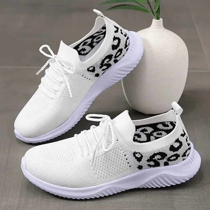Breathable Mesh Leopard Print Soft Sole Sports Sneakers for Women - SF1422