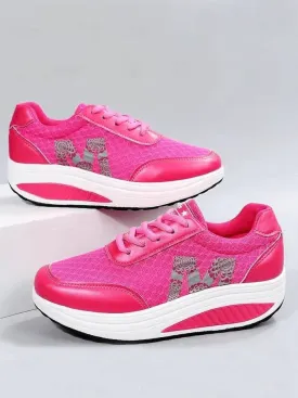 Breathable Mesh Thick Bottom Sneakers / Light Lace Up Casual Shoes - SF0262