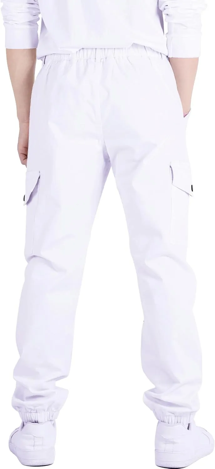 CAMLAKEE Boys Cargo Pants Stretch Elastic Waist School Kids Twill Joggers