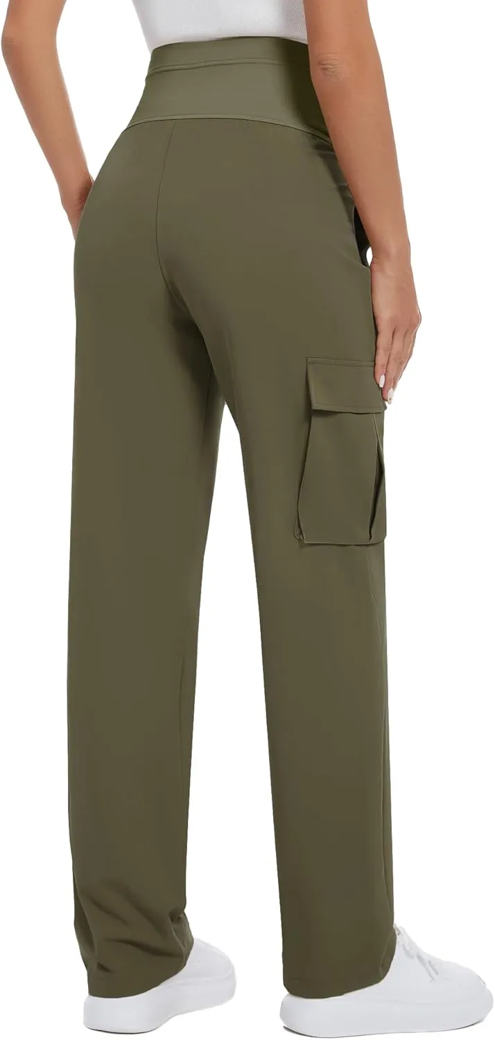 GLAMIX Women's Maternity Cargo Pants with Four Pockets Over The Belly Scrub Pants Pregnancy Clothes