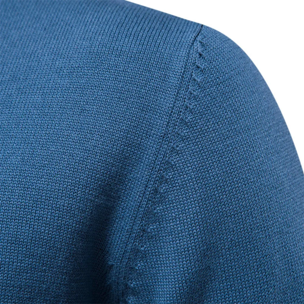 Henley Collar Men Sweaters 100% Cotton Solid Color Casual Men's Pullovers New Autumn Thin High Quality Sweaters for Men