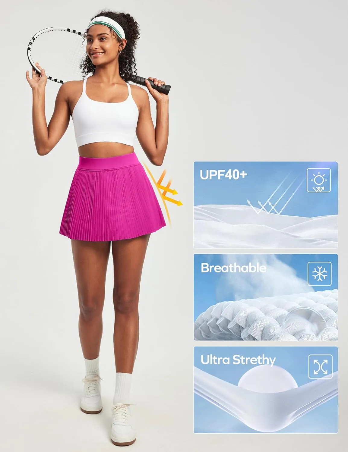 IUGA Golf Skirts for Women Pleated Tennis Skirt High Waisted Athletic Skorts A-Line Skirt with Shorts Underneath & Pockets