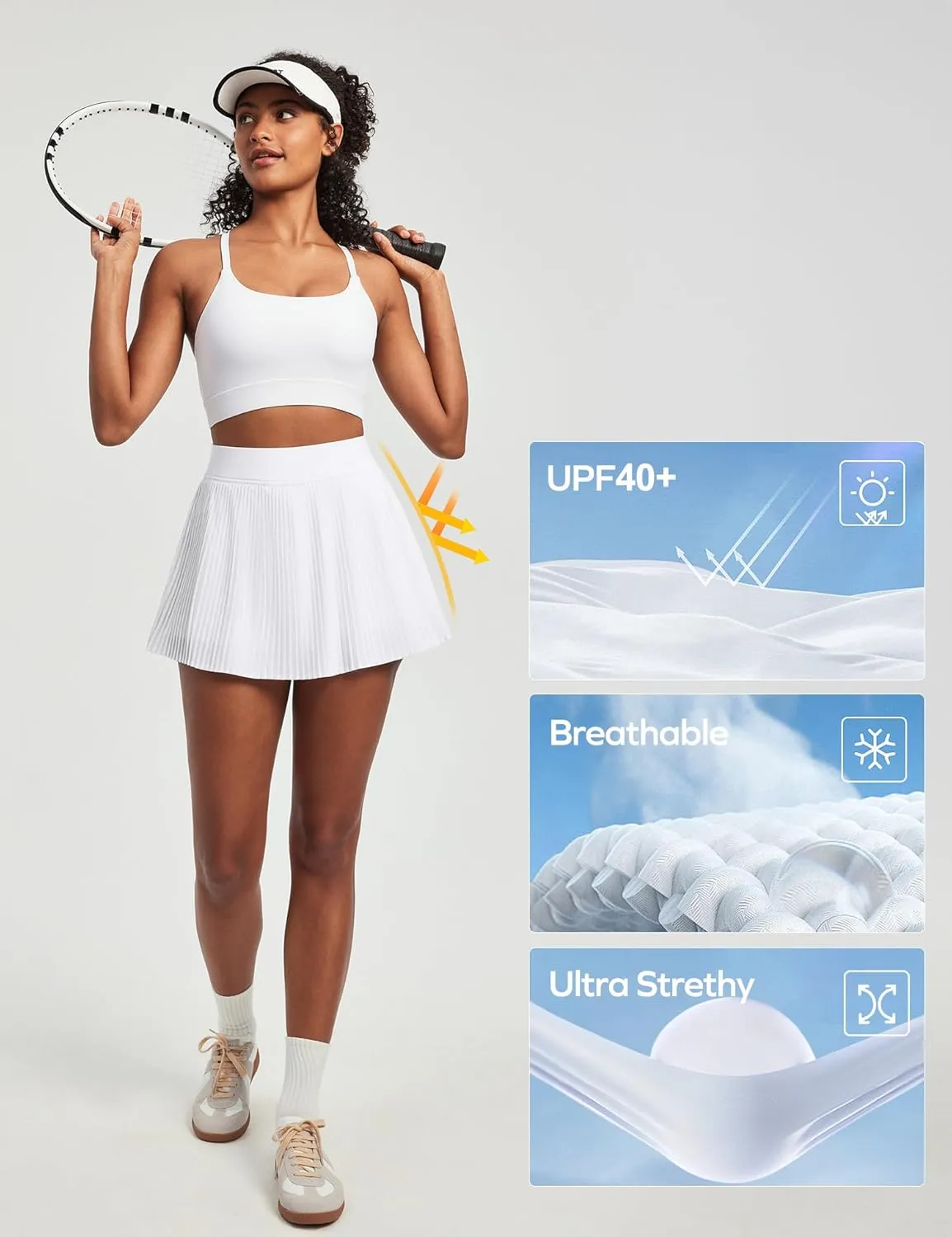 IUGA Golf Skirts for Women Pleated Tennis Skirt High Waisted Athletic Skorts A-Line Skirt with Shorts Underneath & Pockets