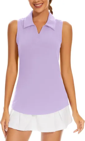 Ivicoer Womens Golf Shirt Polo Short Sleeve,Sleeveless,Long Sleeve Tennis Collared Top Athletic Clothes for Ladies