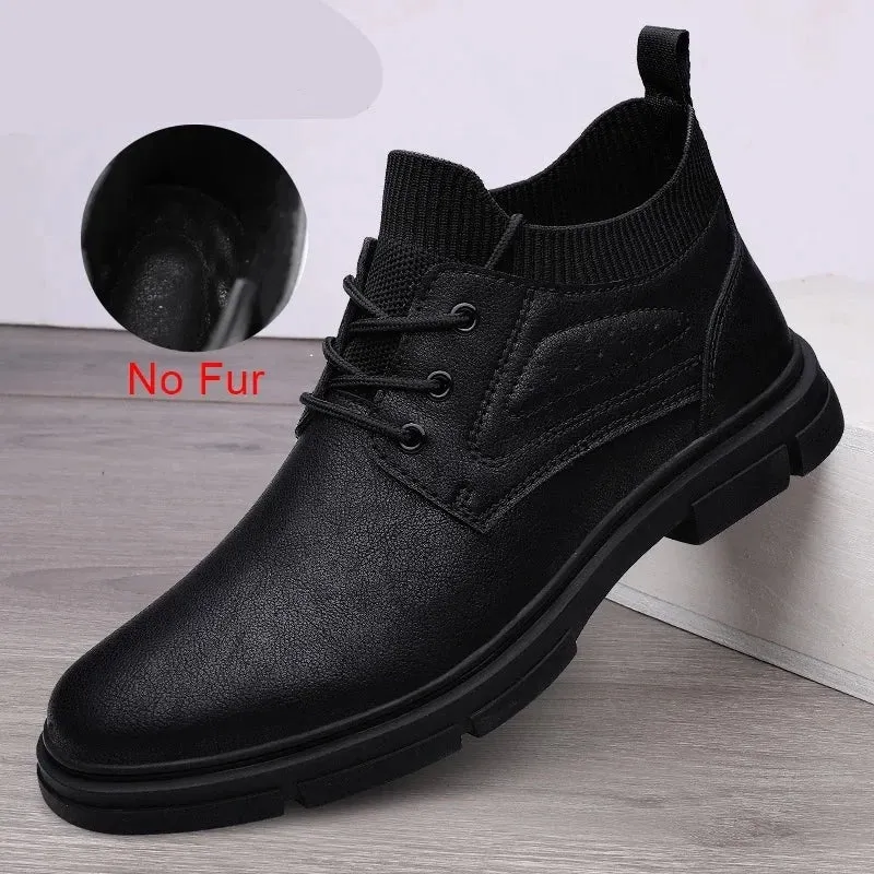 Keep Warm Comfy Split Leather Ankle Boots Autumn Winter Men Boots Fashion Lace Up Shoes for Man Lightweight Casual Boots