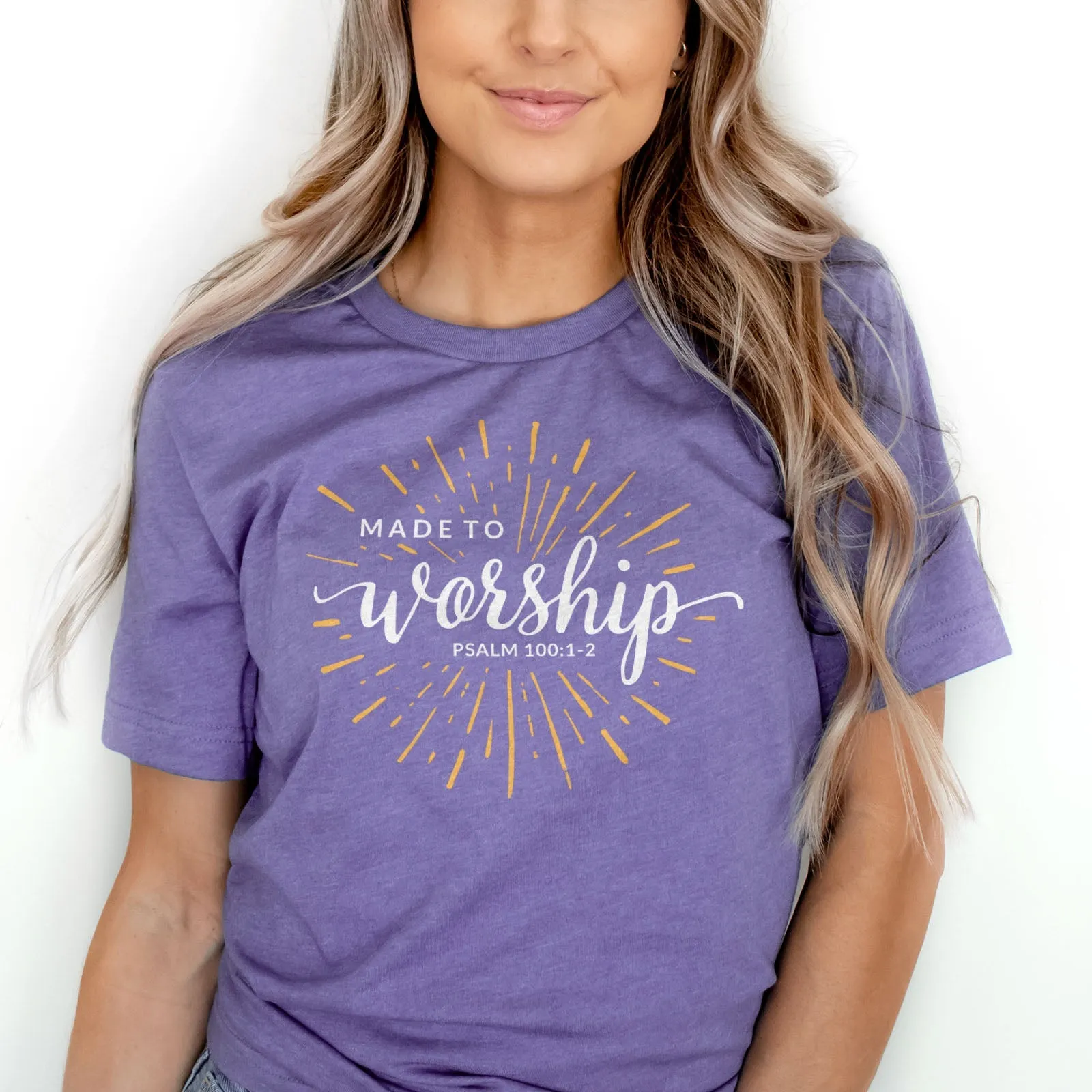 Made To Worship Sparkle Tee Shirts For Women - Christian Shirts for Women - Religious Tee Shirts