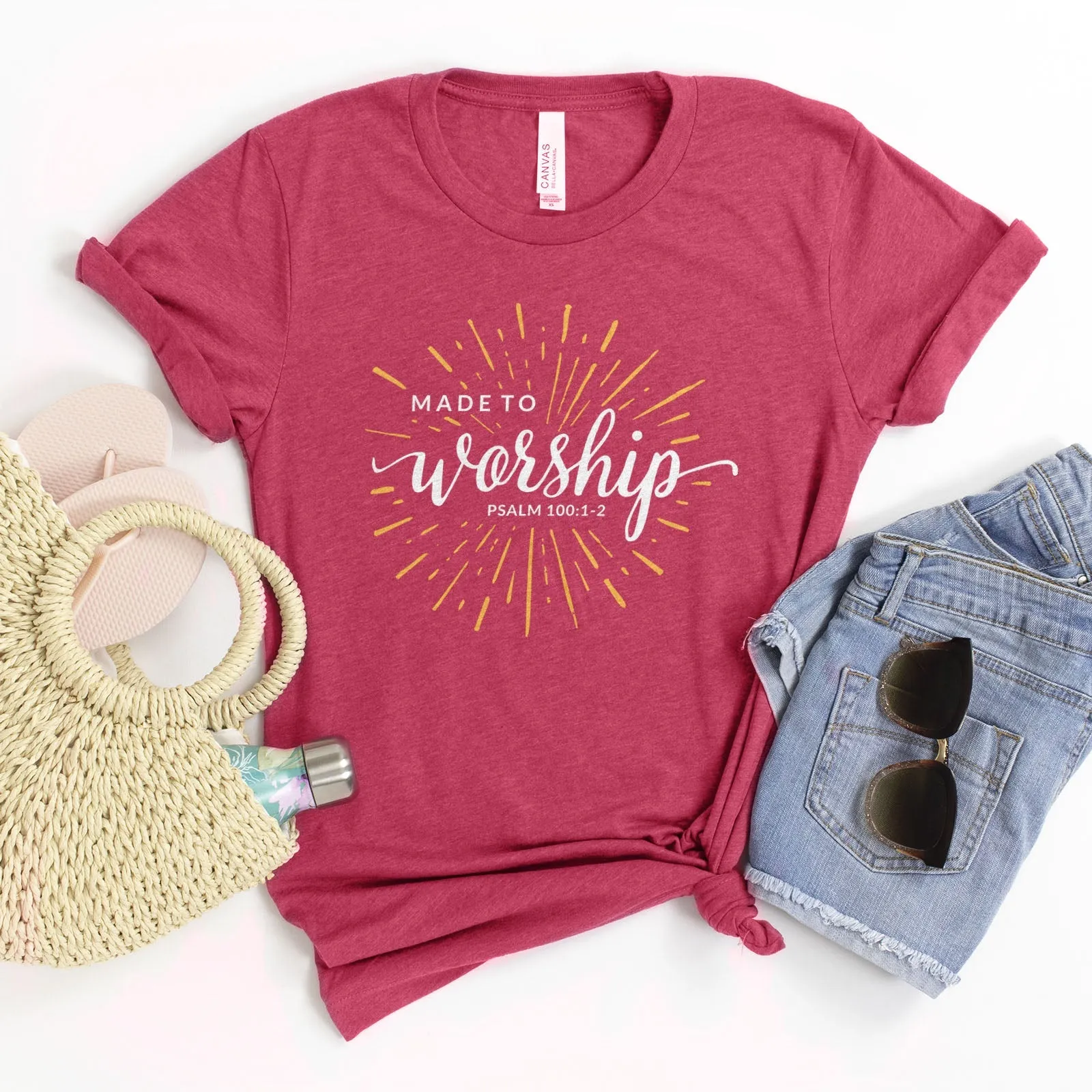 Made To Worship Sparkle Tee Shirts For Women - Christian Shirts for Women - Religious Tee Shirts