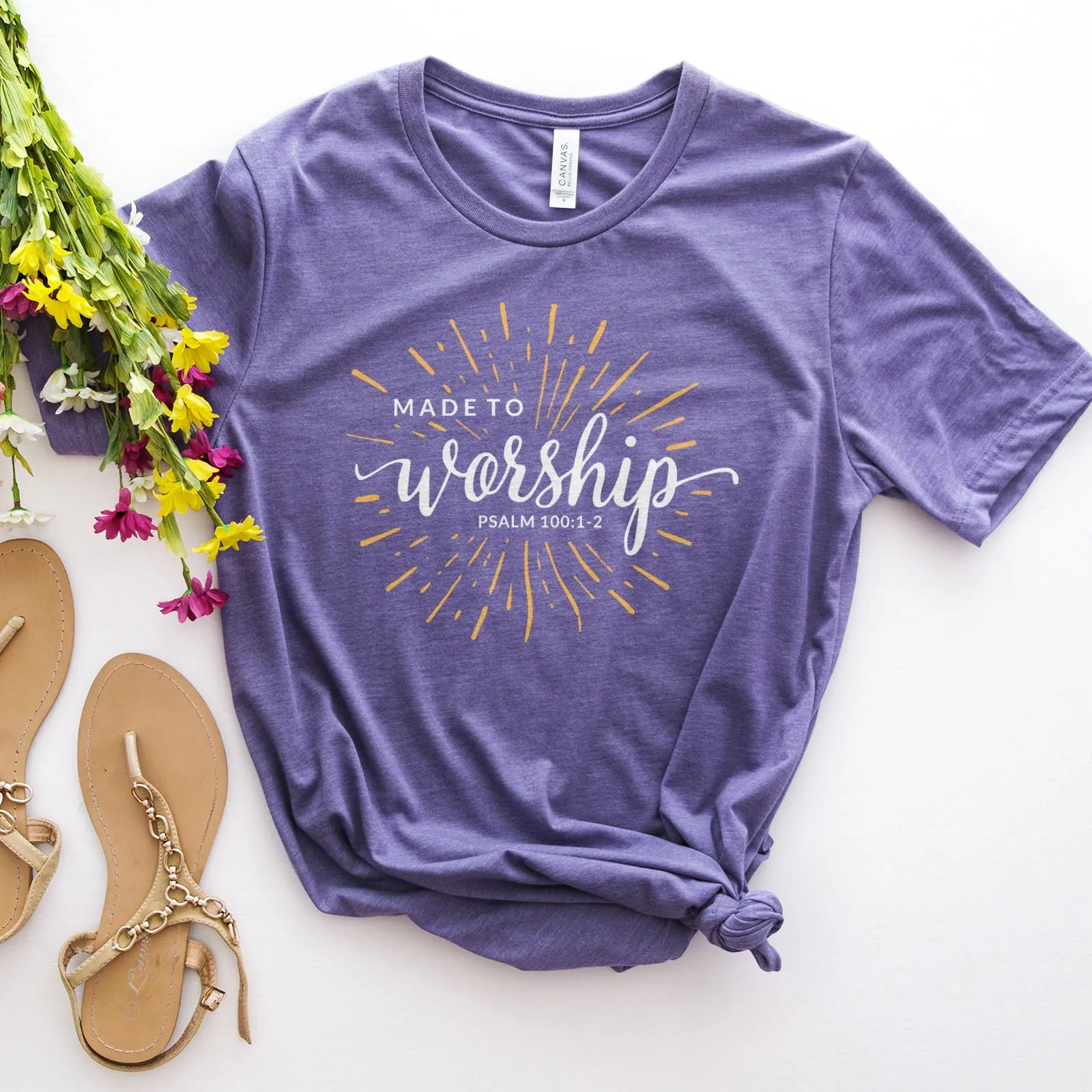 Made To Worship Sparkle Tee Shirts For Women - Christian Shirts for Women - Religious Tee Shirts