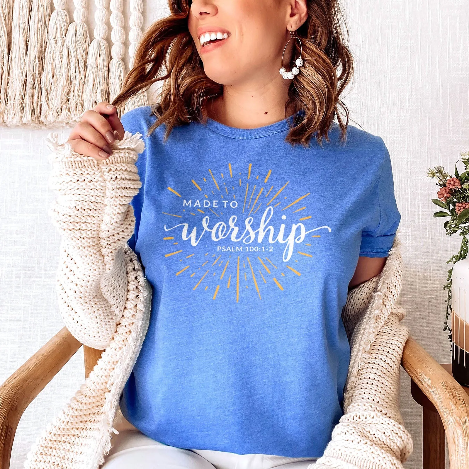 Made To Worship Sparkle Tee Shirts For Women - Christian Shirts for Women - Religious Tee Shirts