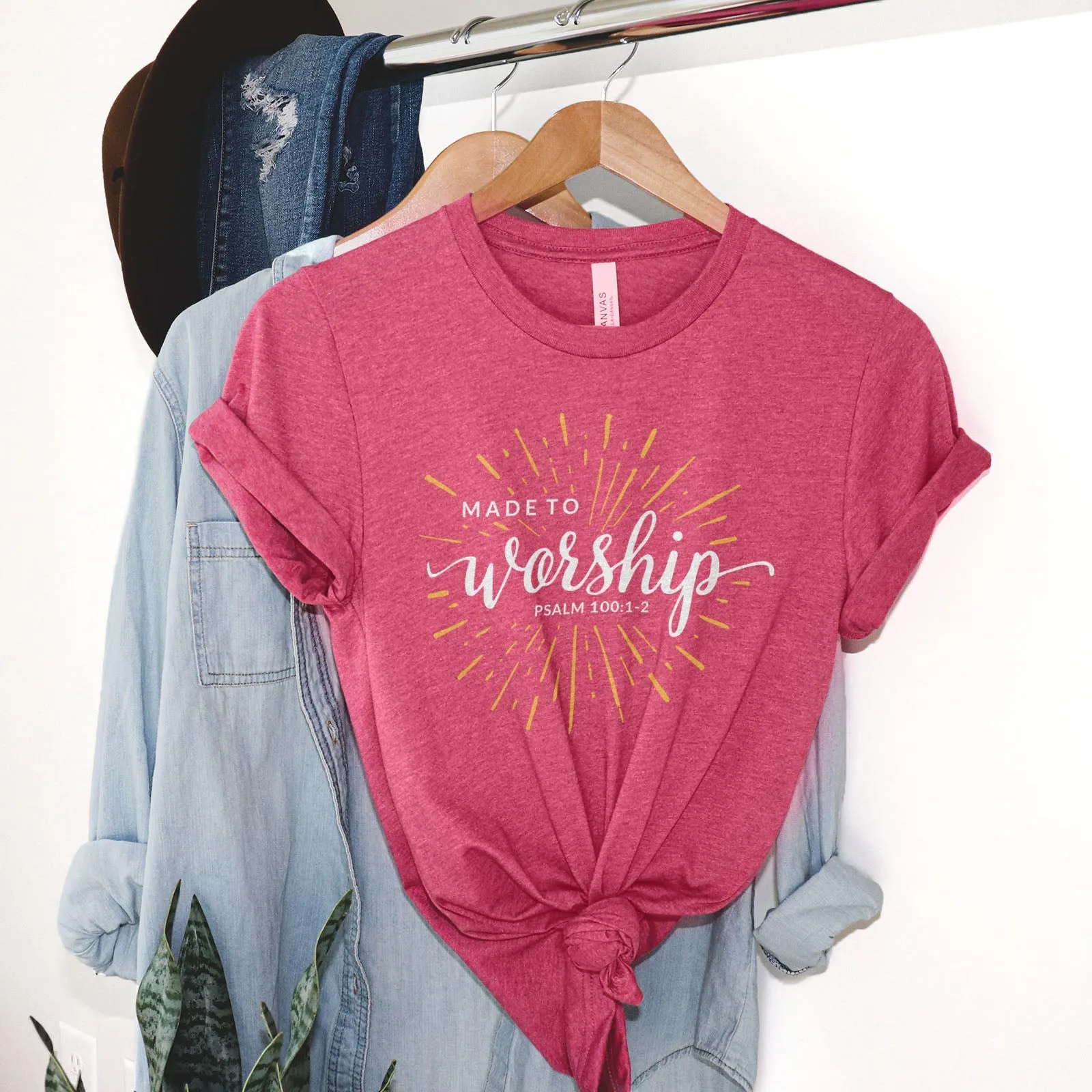 Made To Worship Sparkle Tee Shirts For Women - Christian Shirts for Women - Religious Tee Shirts