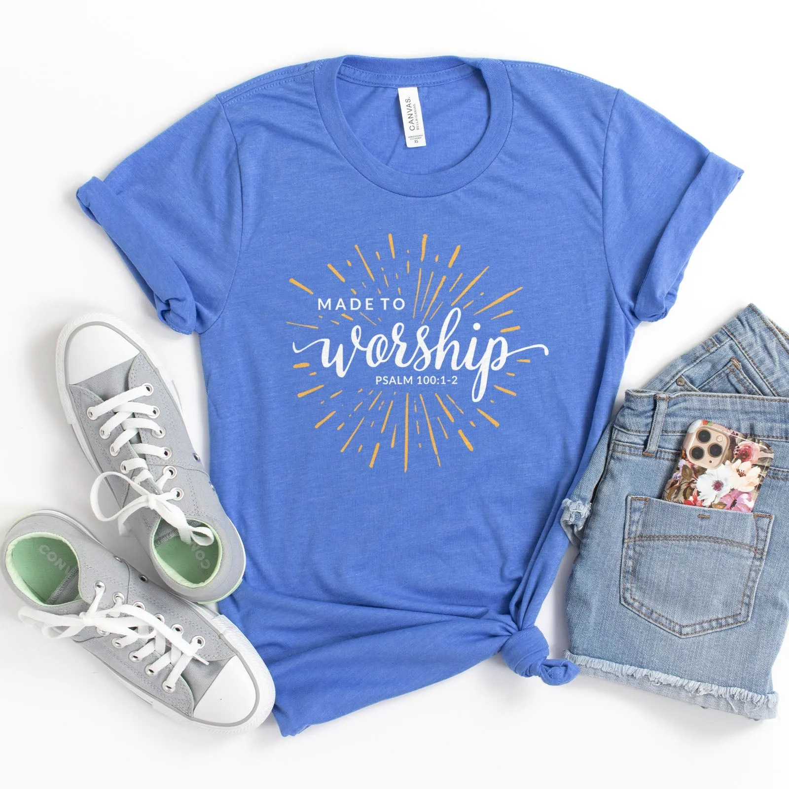 Made To Worship Sparkle Tee Shirts For Women - Christian Shirts for Women - Religious Tee Shirts