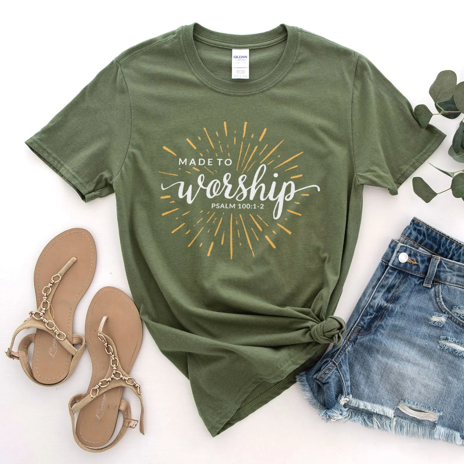 Made To Worship Sparkle Tee Shirts For Women - Christian Shirts for Women - Religious Tee Shirts