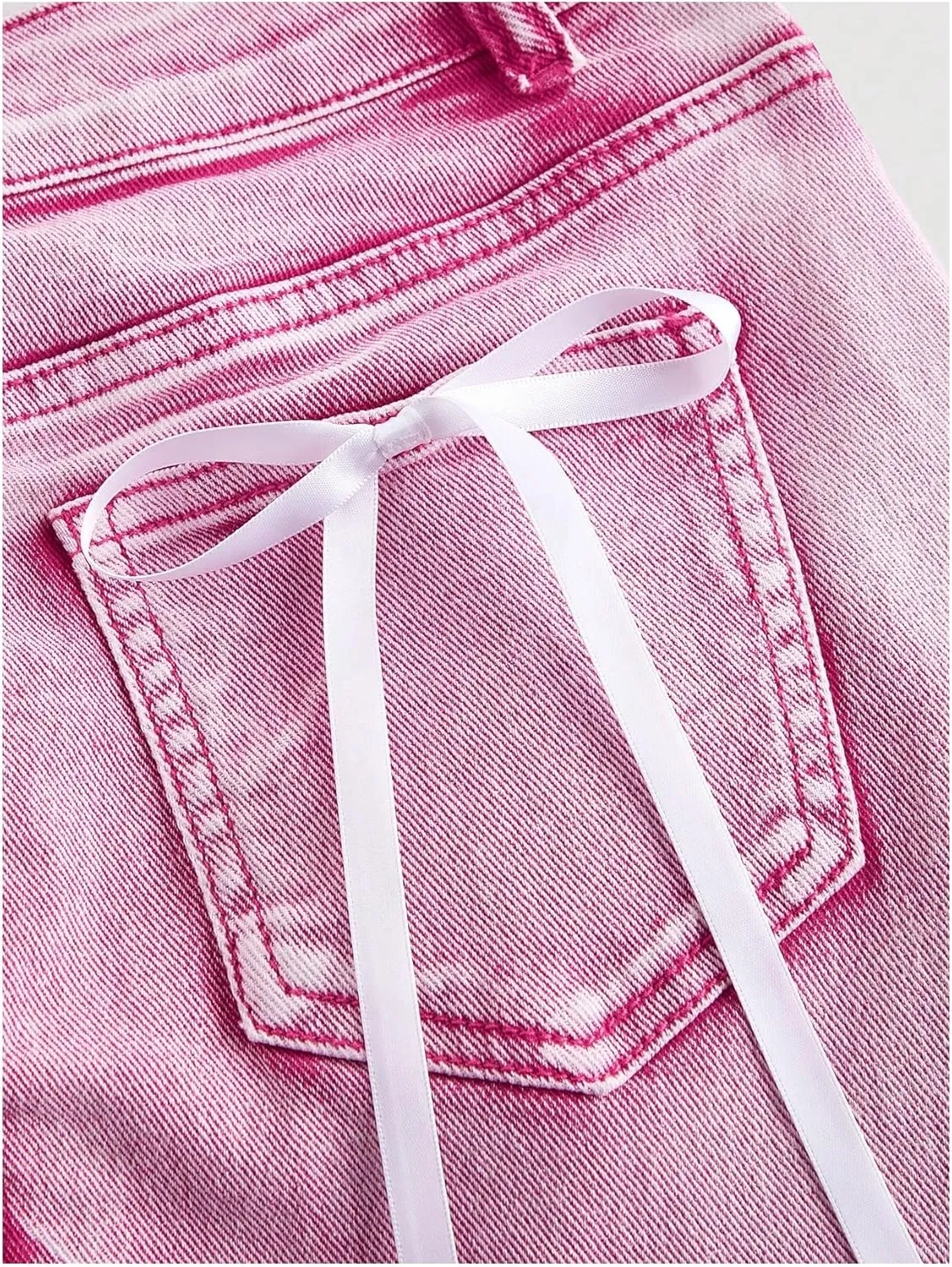 MakeMeChic Women's Denim Skirt High Waist Bow Pocket Bodycon Y2K Mini Jean Skirts