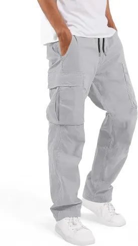Men's Casual Cargo Pants 30/32/34/36 Tall Inseam Hiking Pants Workout Joggers Loose Straight Sweatpants for Men