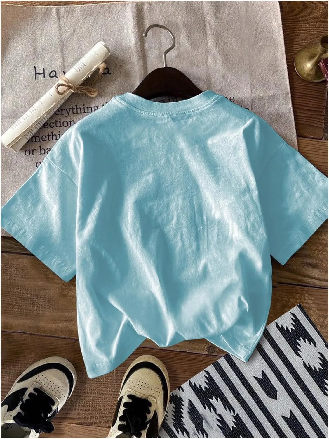 Men's Graphic Letter Print Tees Crewneck Short Sleeve Baggy Drop Shoulder Vintage T Shirts Streetwear