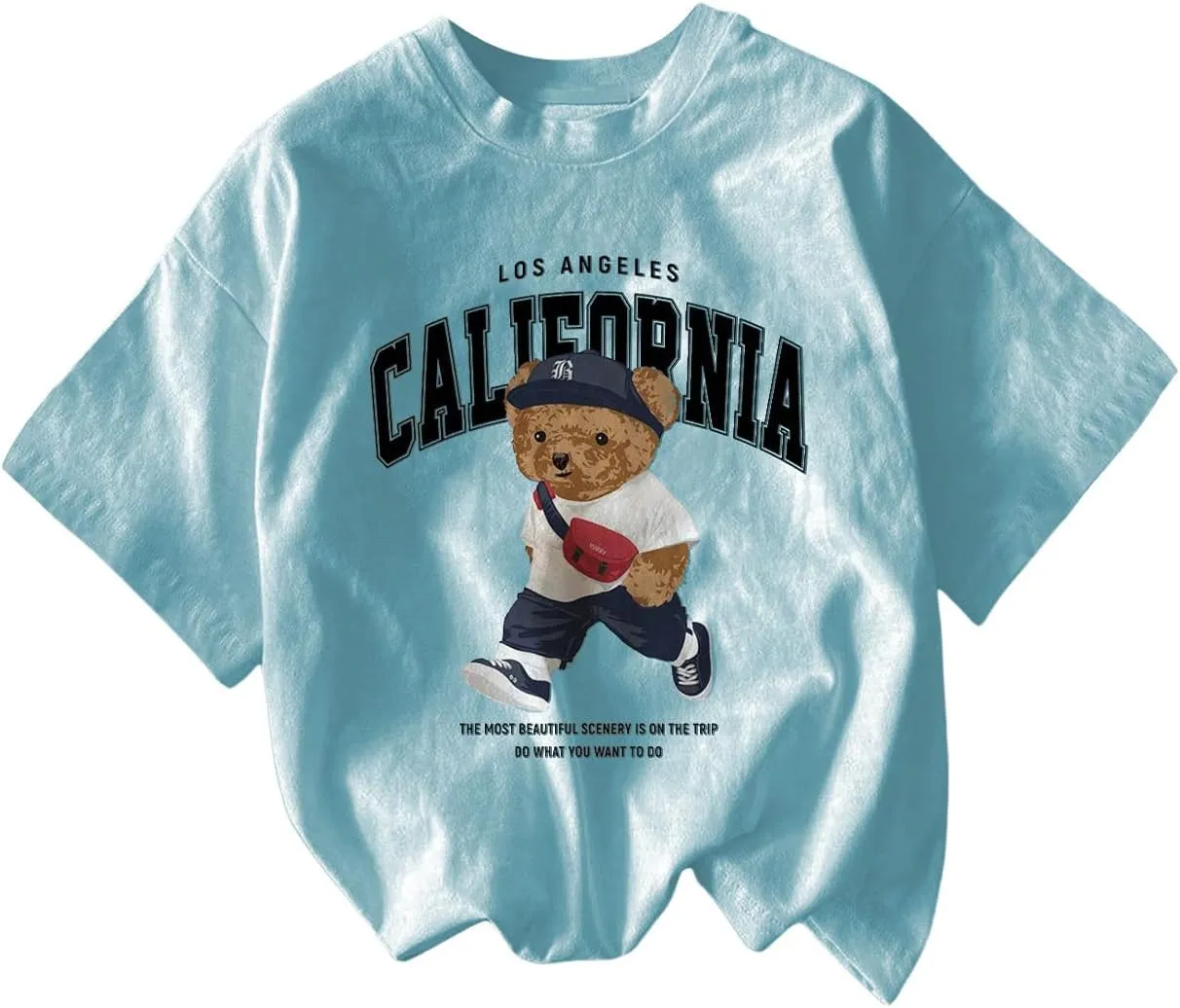 Men's Graphic Letter Print Tees Crewneck Short Sleeve Baggy Drop Shoulder Vintage T Shirts Streetwear