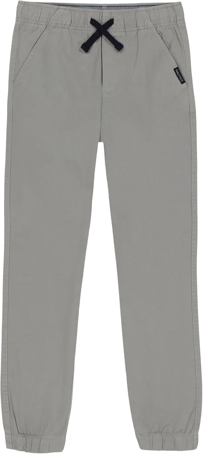 Nautica Boys' Pull-on Stretch Twill Jogger Pant, Drawstring Closure