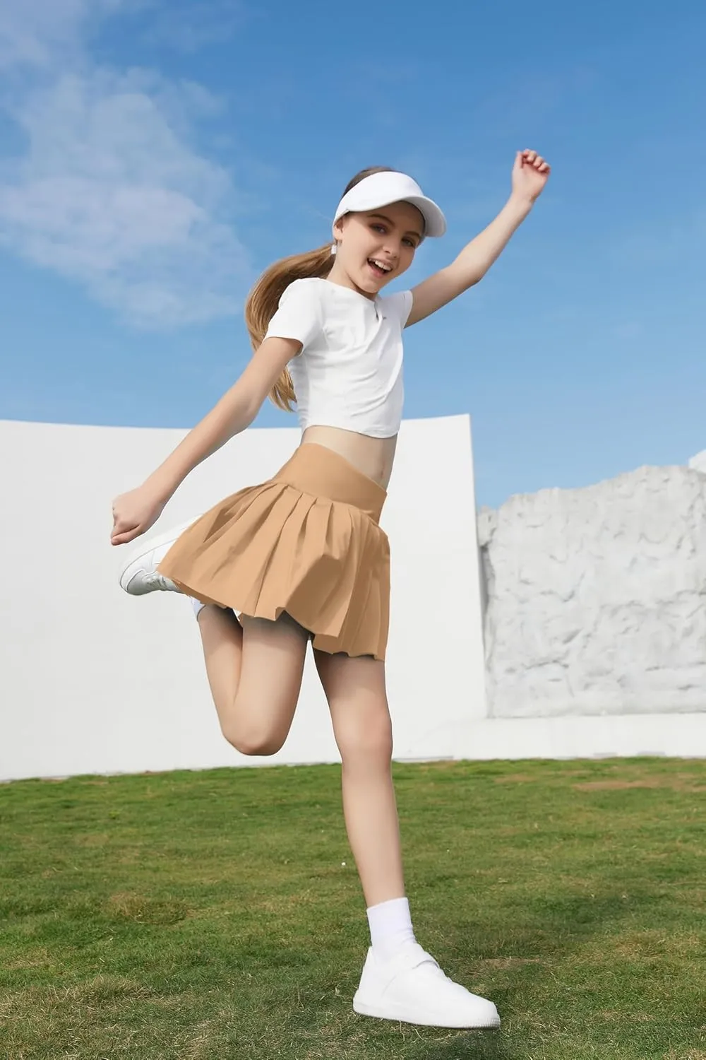 SANGTREE Women Pleated Tennis Skirt with Pockets Girls High Waisted Athletic Golf Skorts, 2 Years - US 4XL