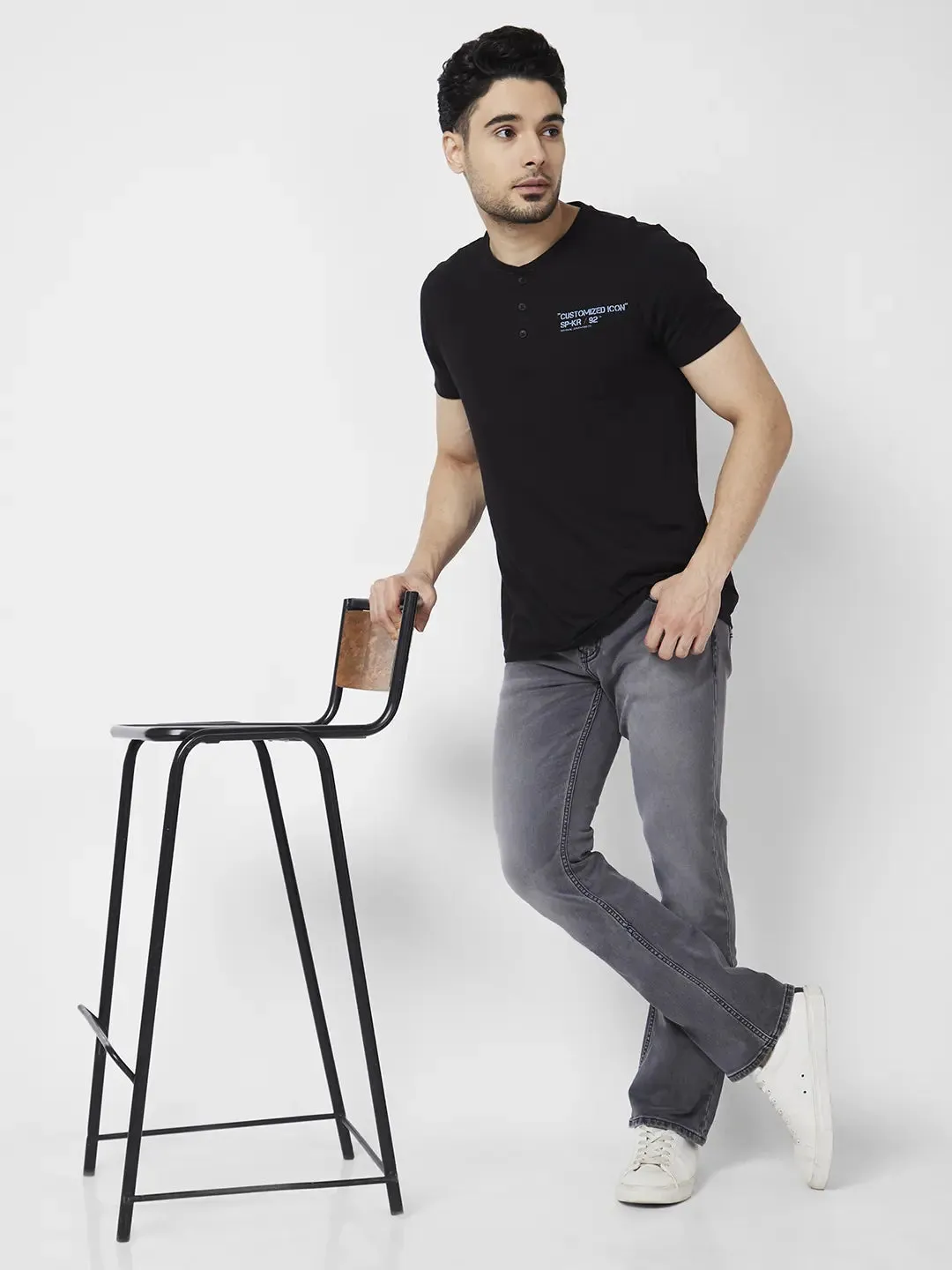 Spykar Men Light Grey Cotton Stretch Comfort Fit Regular Length Clean Look Mid Rise Jeans (Rafter)