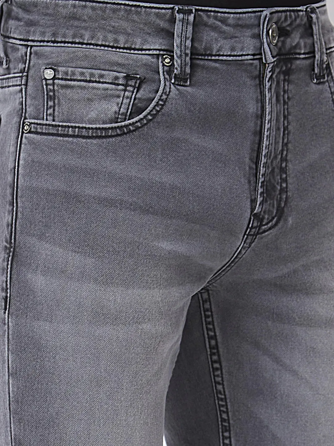 Spykar Men Light Grey Cotton Stretch Comfort Fit Regular Length Clean Look Mid Rise Jeans (Rafter)