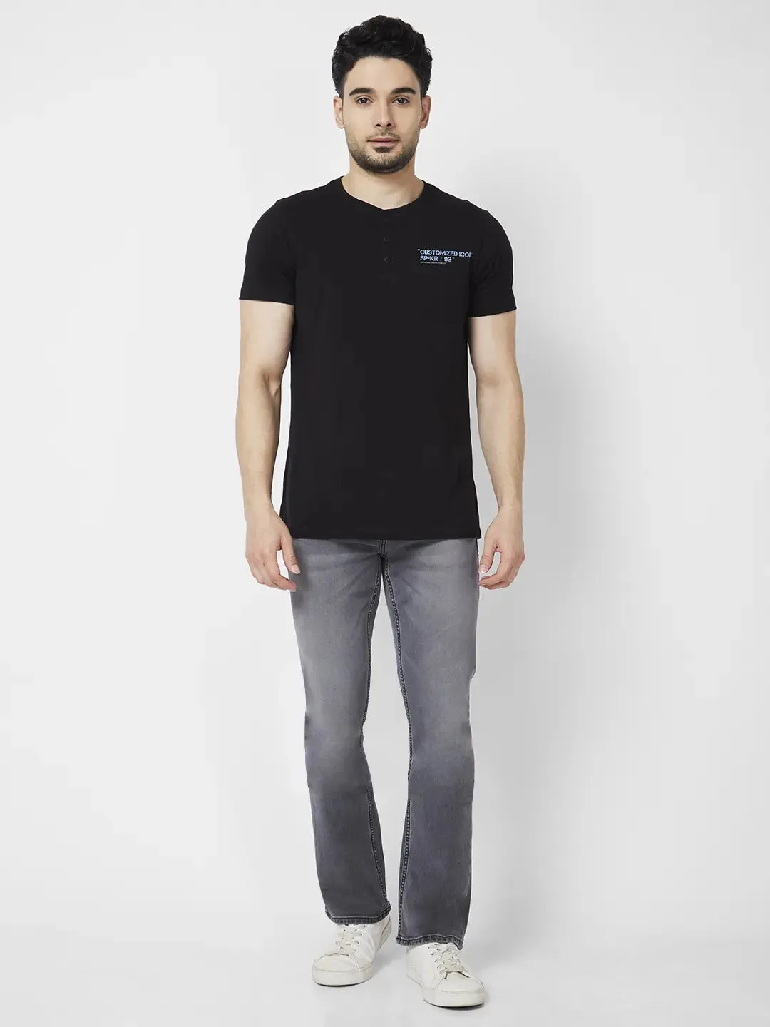 Spykar Men Light Grey Cotton Stretch Comfort Fit Regular Length Clean Look Mid Rise Jeans (Rafter)