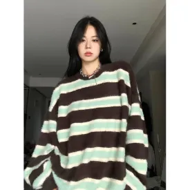 Stripe Casual Retro Lazy Sweater Stripe Casual Retro Lazy Sweater