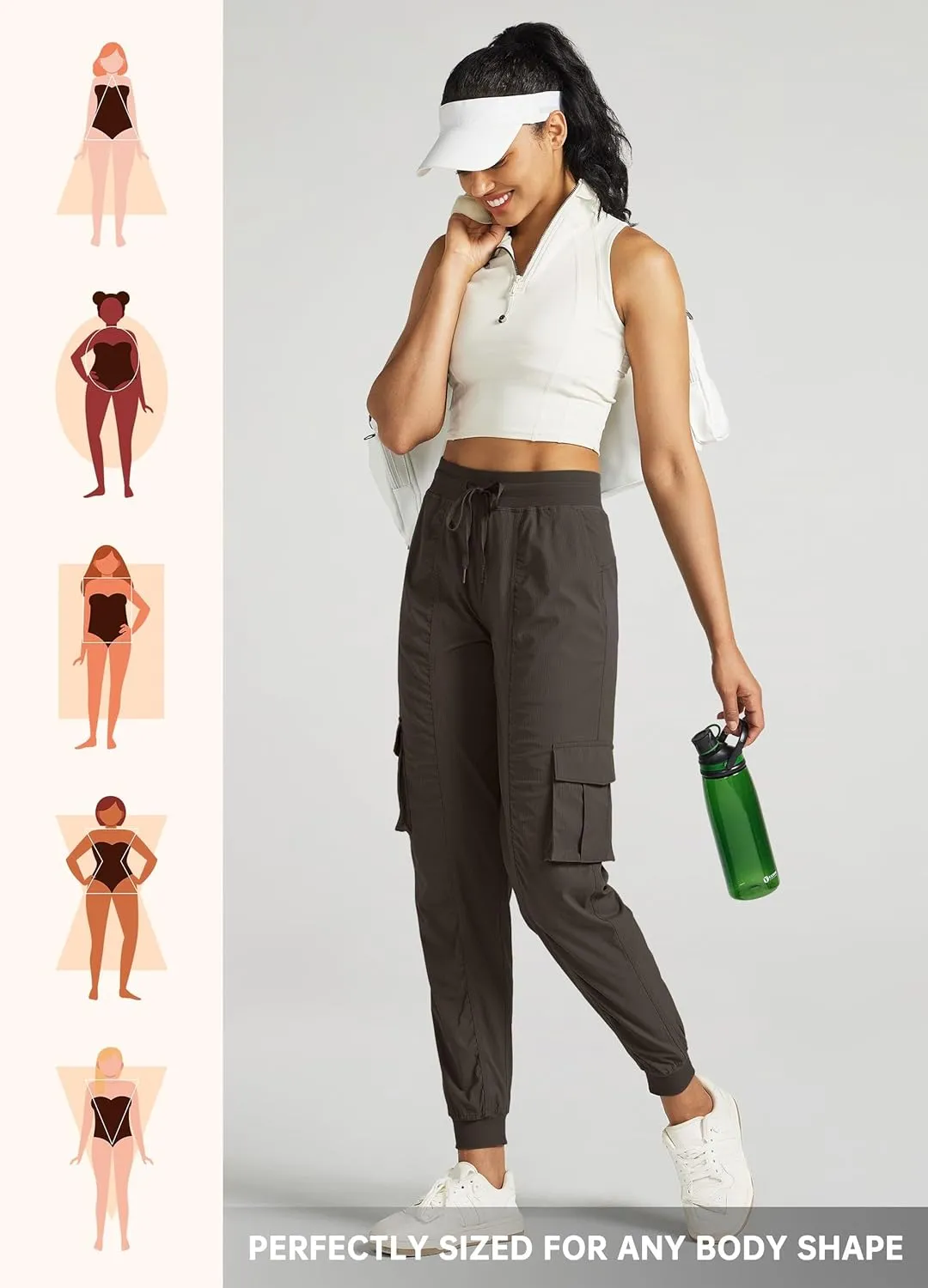Willit Women's Studio Jogger Cargo Workout Hiking Track Pants Lightweight Athletic Dance Tapered Pants Quick Dry