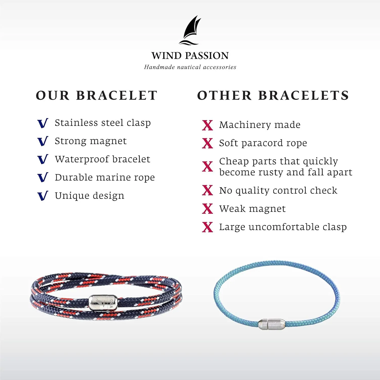 Wind Passion - paracord bracelet for women - bracelet for men - magnetic bracelet for men - rope bracelet for men - wrist bracelet - bracelet with magnetic clasp