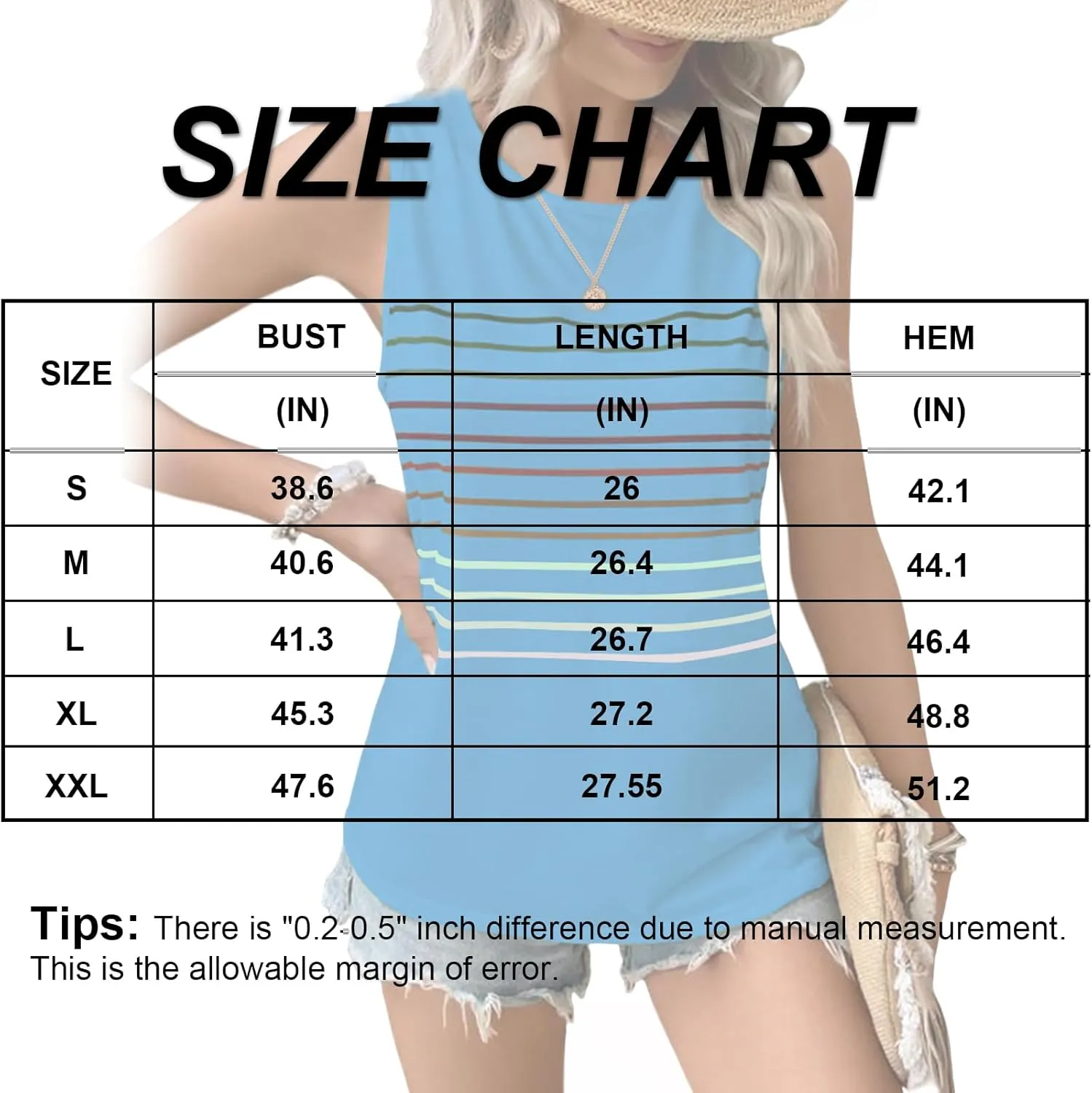 Women's Casual Striped Tank Tops Sleeveless Crew Neck T Shirts Comfy Loose Basic Tees 2024 Trendy Blouse