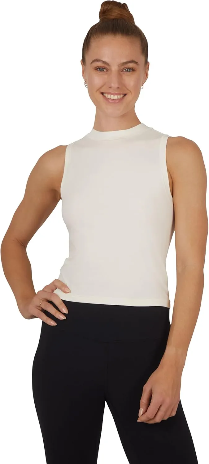 Yogalicious Womens Mock Neck Sleeveless Basic Tank Top Slim Fit Summer Shirts 1 Pack, 2 Pack, 3 Pack