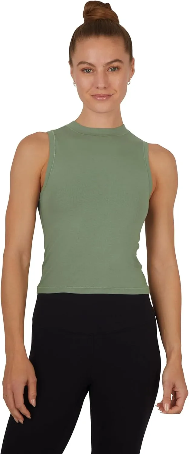 Yogalicious Womens Mock Neck Sleeveless Basic Tank Top Slim Fit Summer Shirts 1 Pack, 2 Pack, 3 Pack
